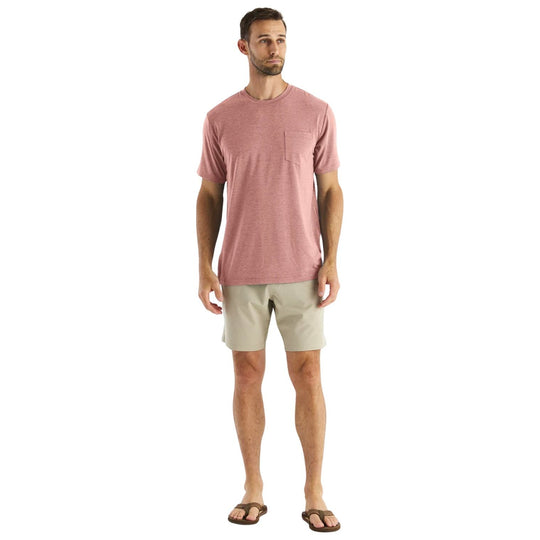 Free Fly Men's Bamboo Flex Pocket Tee Heather Brick Image 03