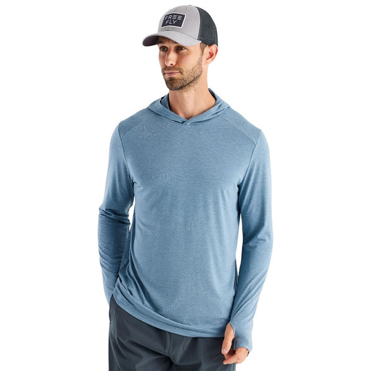 Free Fly Men's Bamboo Shade Hoodie Heather Slate Blue Image 01