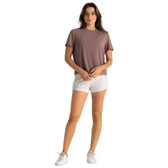 Free Fly Women's Bamboo-Lined Active Breeze Short - 3" Sea Salt Image 03