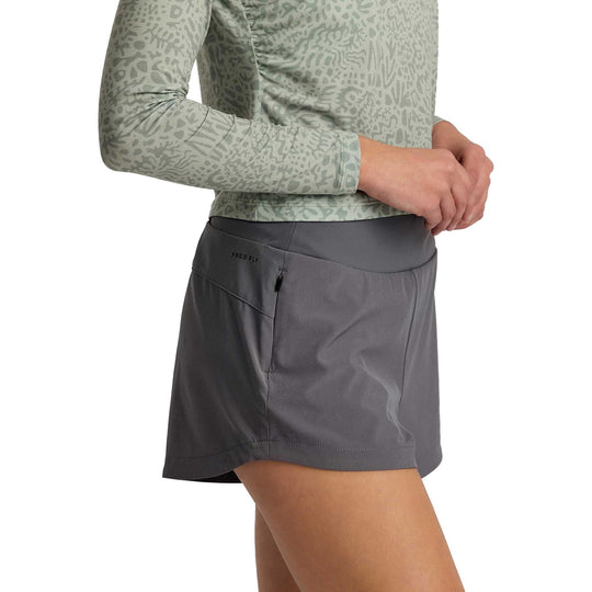 Free Fly Women's Bamboo-Lined Active Breeze Short - 3" Smoke Image 03