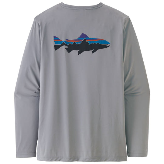 Patagonia Men's Long-Sleeved Cap Cool Daily Fish Graphic Shirt Fitz Roy Trout: Salt Grey Image 01