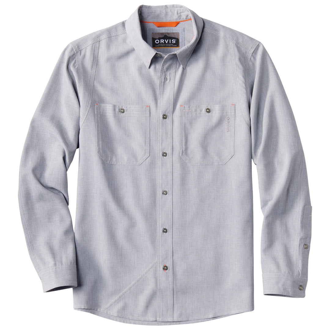 Orvis Men's Tech Chambray Long-Sleeve Work Shirt Snow / Titanium Image 01