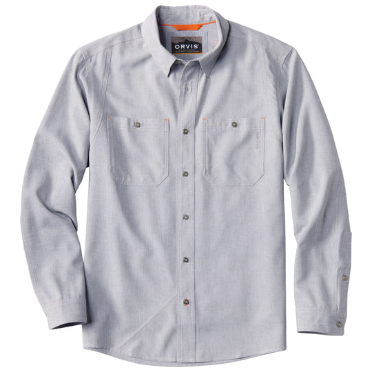 Orvis Men's Tech Chambray Long-Sleeve Work Shirt Snow / Titanium Image 01