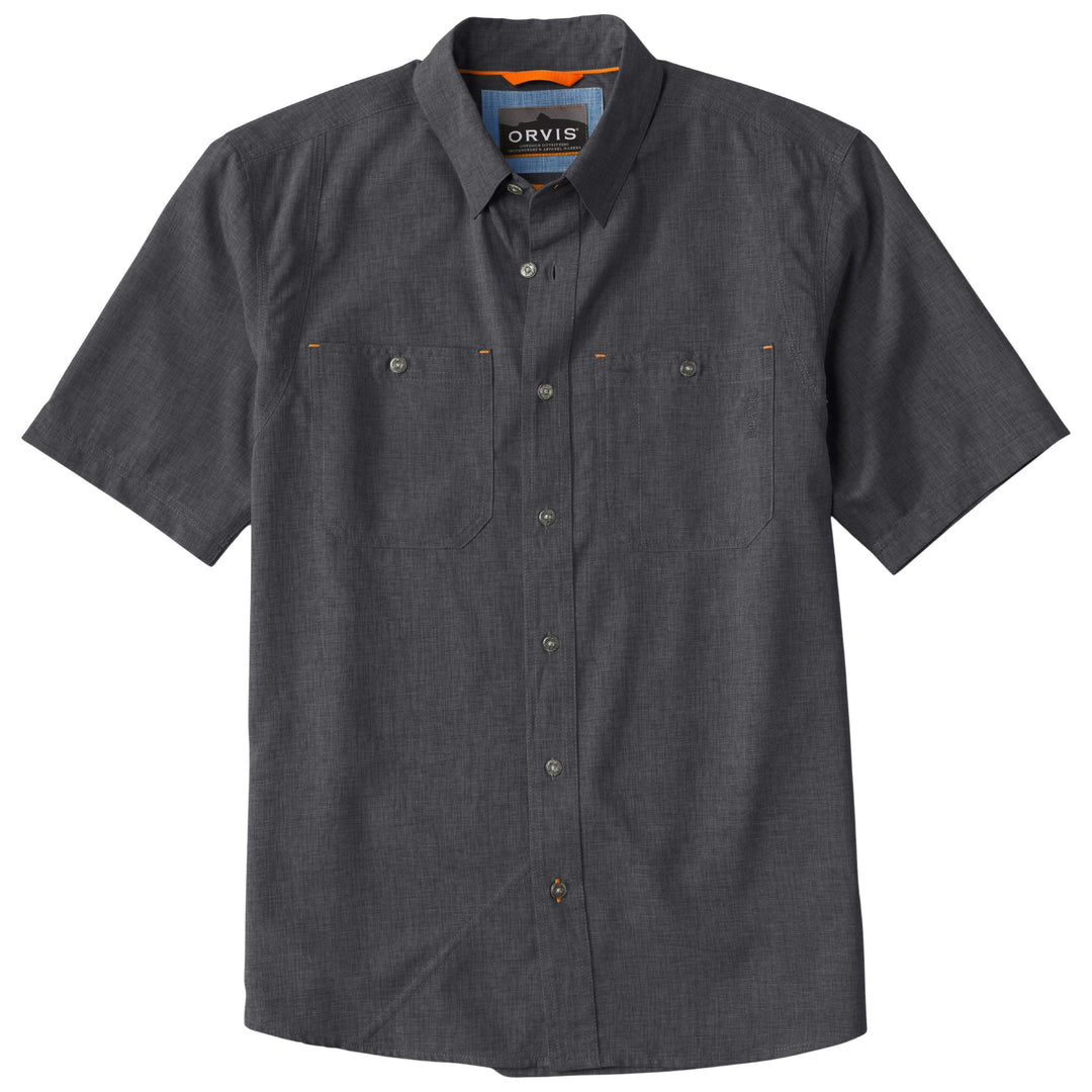 Orvis Men's Tech Chambray Short-Sleeve Work Shirt Black Image 01