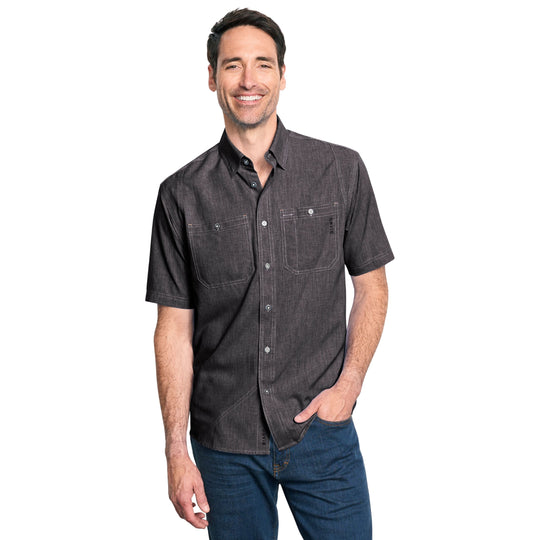 Orvis Men's Tech Chambray Short-Sleeve Work Shirt Black Image 03