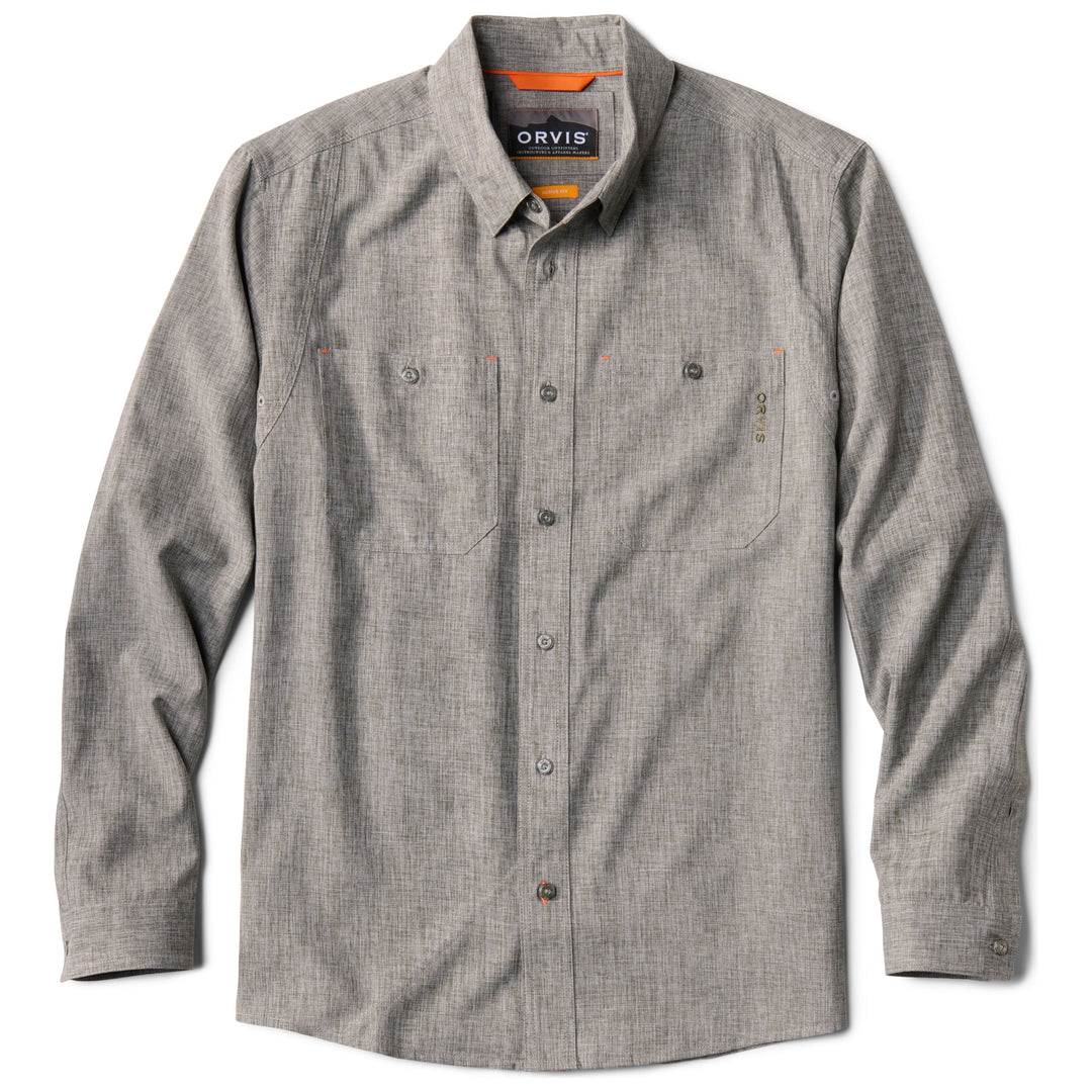 Orvis Men's Tech Chambray Long Sleeve Work Shirt Moss Image 01