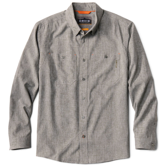 Orvis Men's Tech Chambray Long Sleeve Work Shirt Moss Image 01