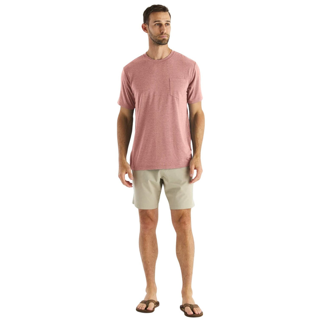 Free Fly Men's Bamboo Flex Pocket Tee Heather Brick Image 03