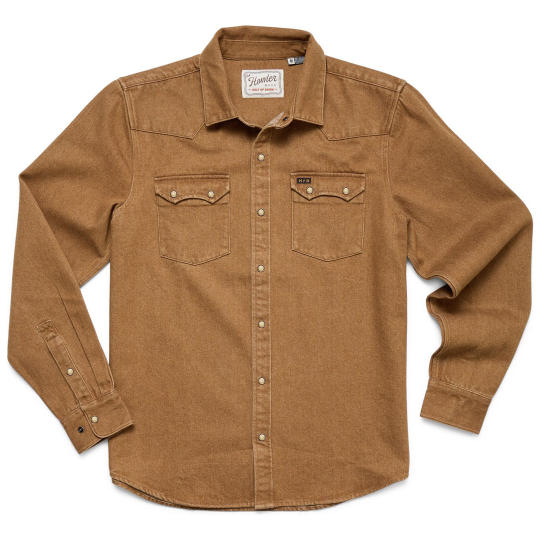 Howler Brothers Dust Up Denim Snapshirt Owens Oaker Wash Image 01