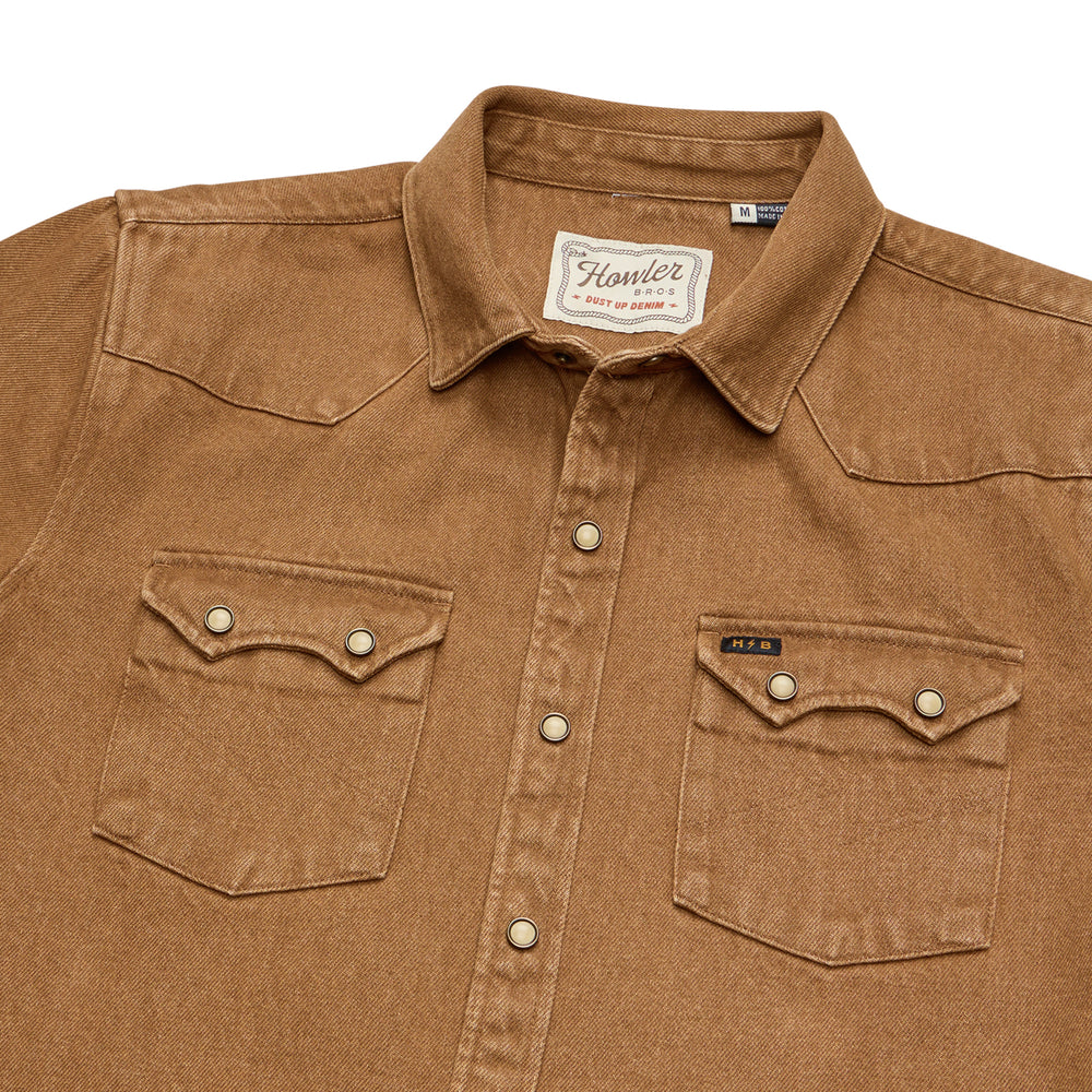 Howler Brothers Dust Up Denim Snapshirt Owens Oaker Wash Image 02