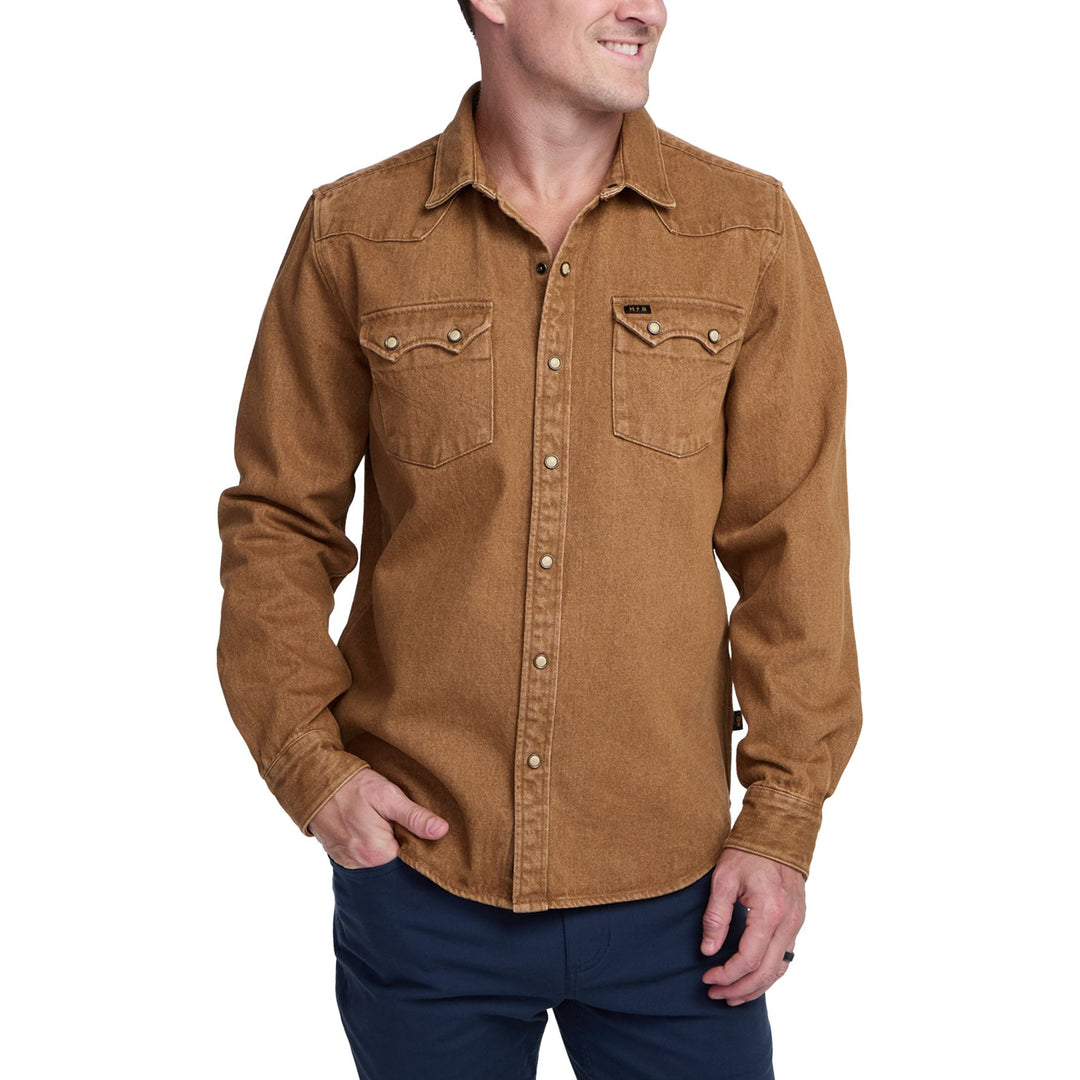 Howler Brothers Dust Up Denim Snapshirt Owens Oaker Wash Image 03