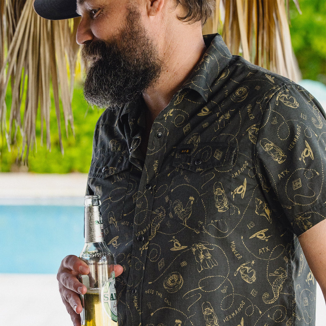 Howler Brothers H Bar B Snapshirt Sea Rodeo : Antique Black Image 09