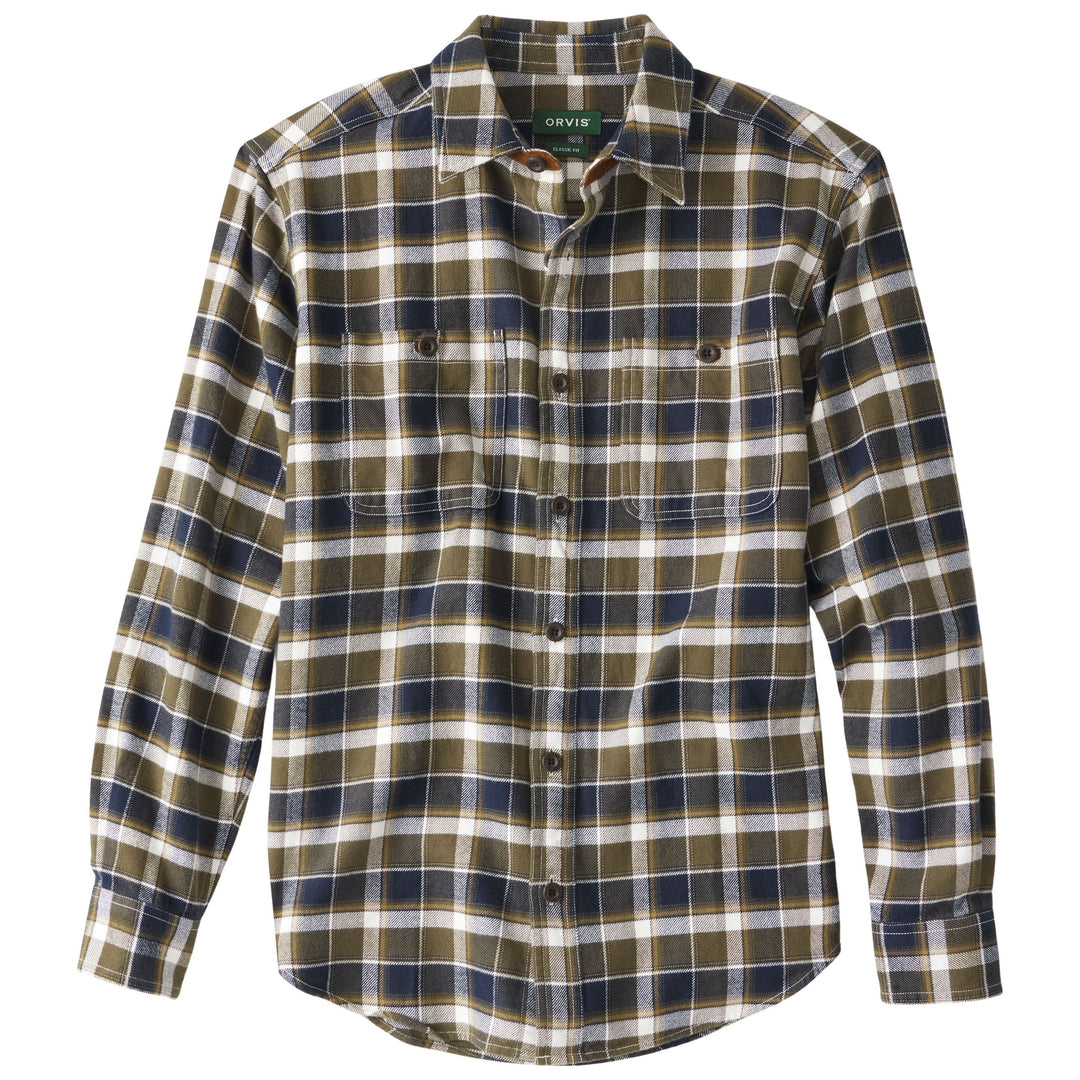 Orvis Men's Perfect Flannel Shirt Dark Navy / Tarragon Image 01