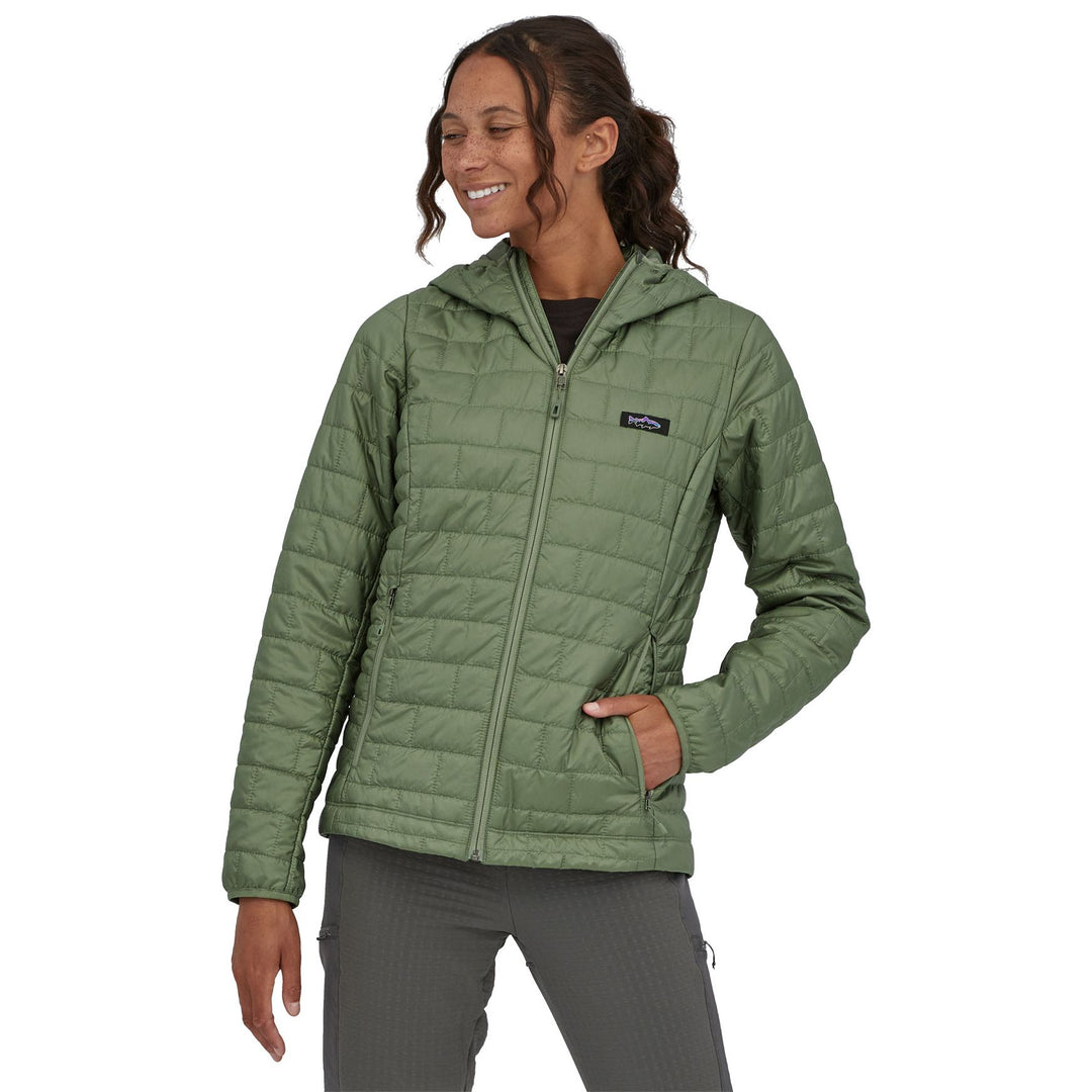 Patagonia Women's Nano Puff Fitz Roy Trout Hoody Hemlock Green Image 02