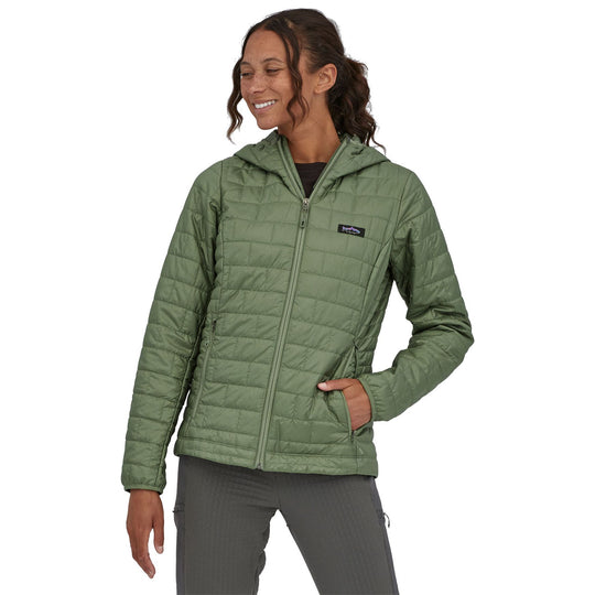 Patagonia Women's Nano Puff Fitz Roy Trout Hoody Hemlock Green Image 02