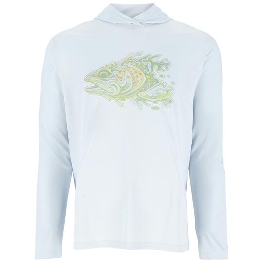 Simms Men's Tech Hoody Artist Series Bimini Trout Head Image 01