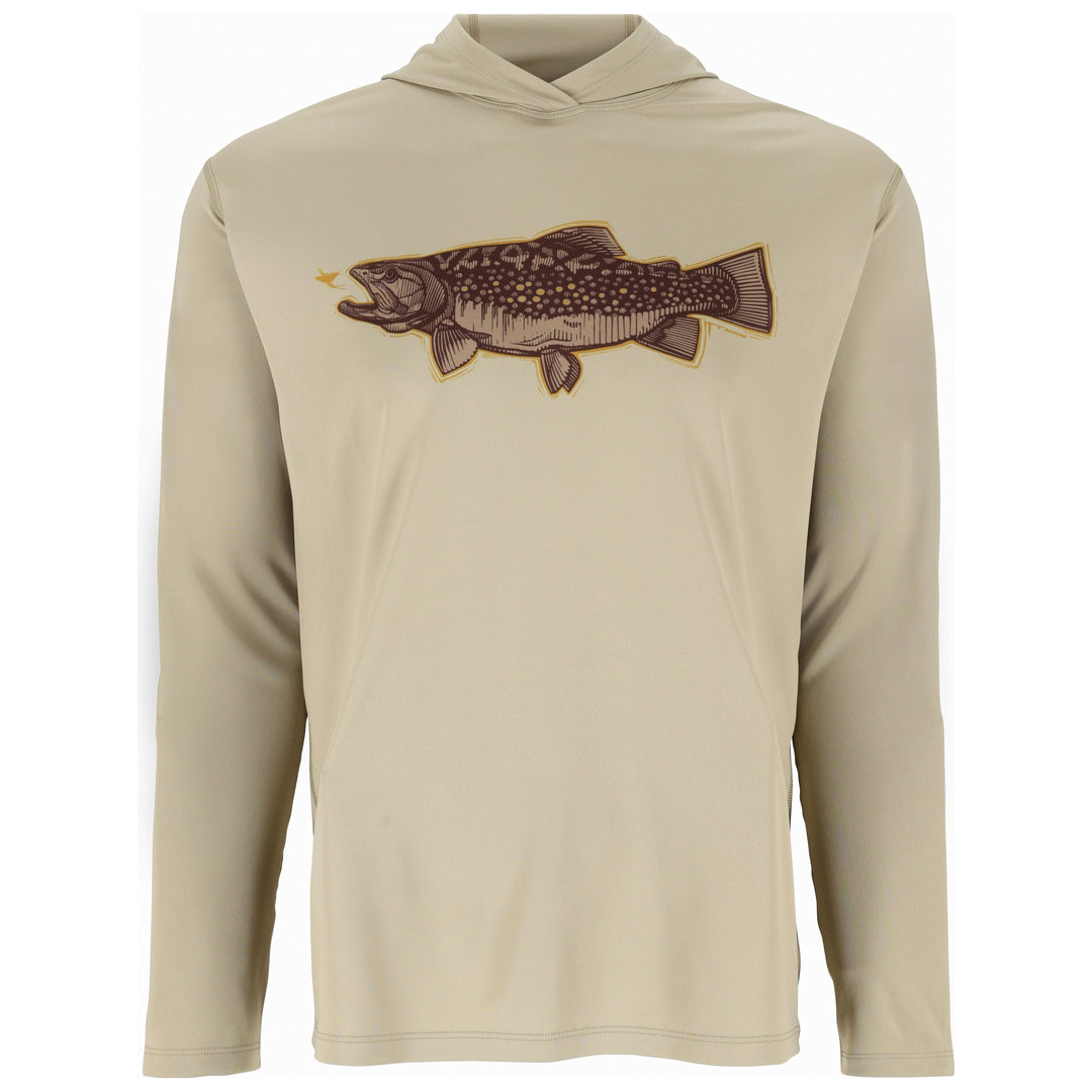 Simms Men's Tech Hoody Artist Series Stone Trout Fly Image 01