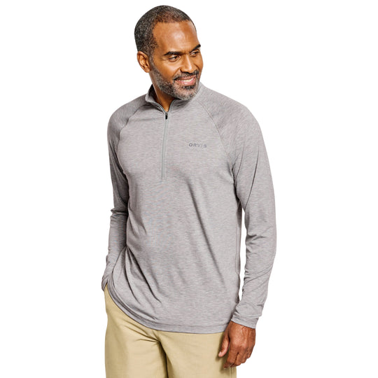 Orvis Dricast 1/4 Zip Light Gray Heather Image 02