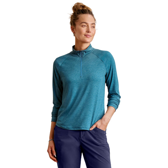 Orvis Women's Dricast 1/4 Zip Blue Lagoon Image 03