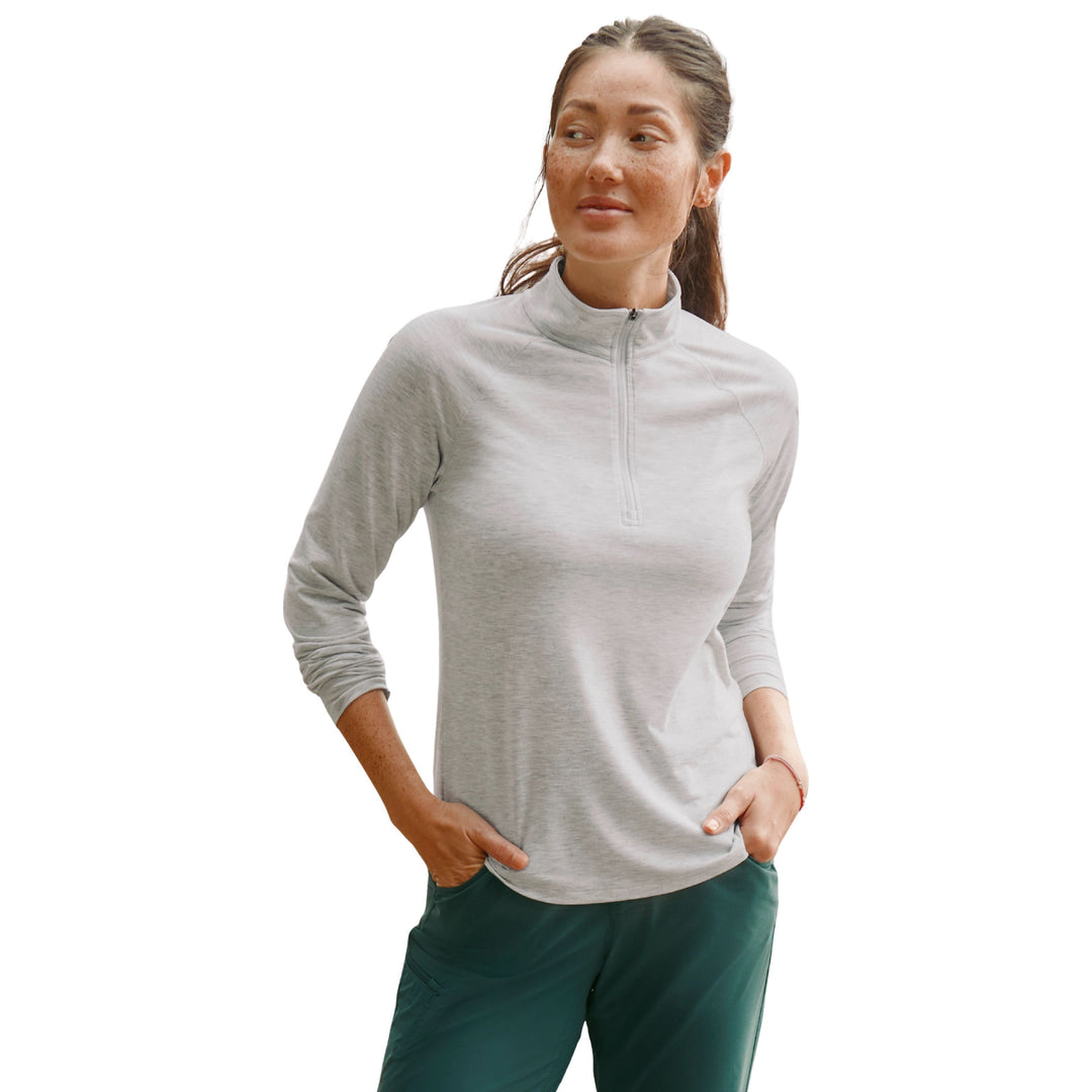 Orvis Women's Dricast 1/4 Zip Pale Gray Heather Image 02