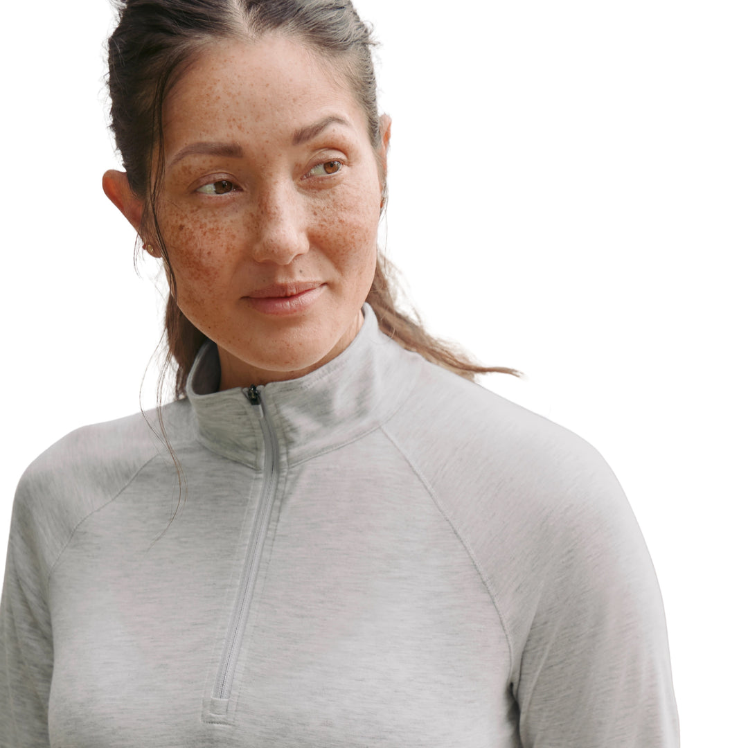 Orvis Women's Dricast 1/4 Zip Pale Gray Heather Image 03