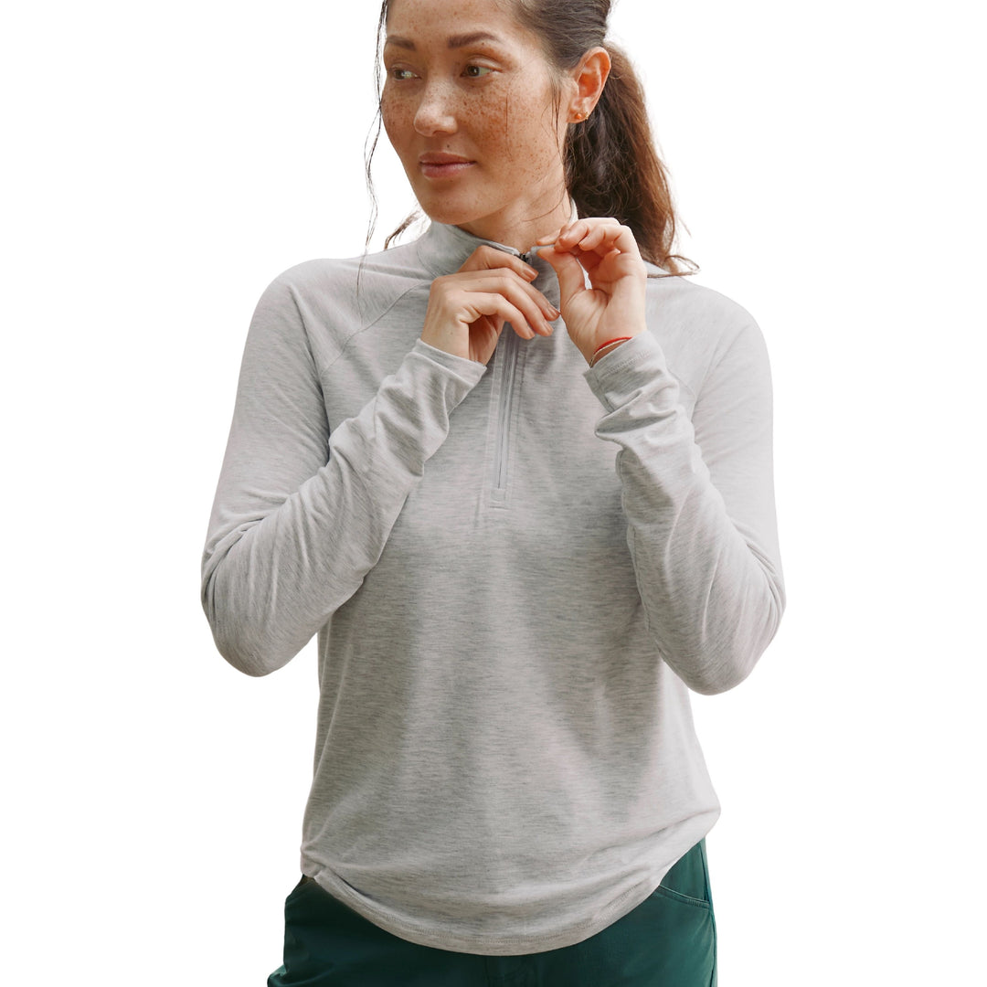 Orvis Women's Dricast 1/4 Zip Pale Gray Heather Image 04