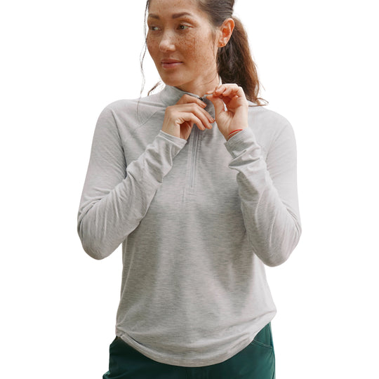 Orvis Women's Dricast 1/4 Zip Pale Gray Heather Image 04