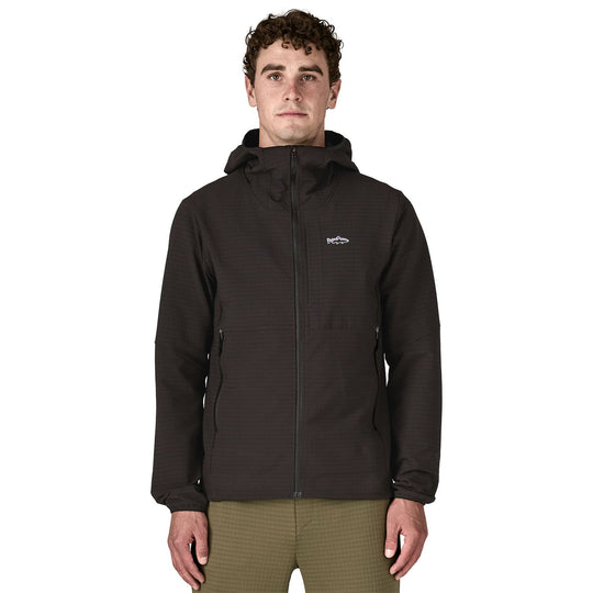 Patagonia Men's R1 TechFace Fitz Roy Trout Hoody Black Image 03