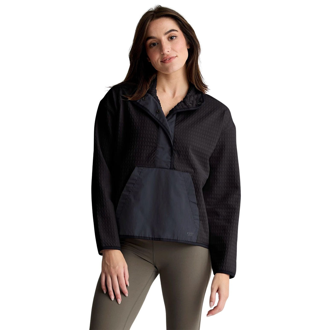 Free Fly Women's Gridback Fleece Snap Pullover Black Image 01