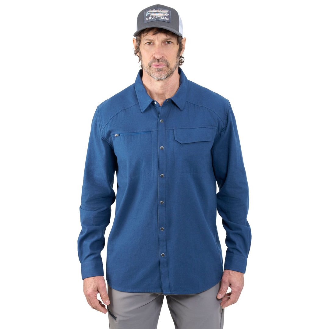 Grundens Dispatch Flannel Shirt Blue Abyss Image 03