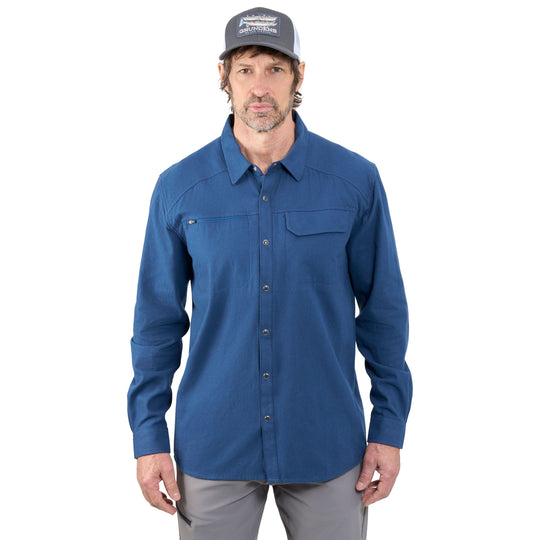 Grundens Dispatch Flannel Shirt Blue Abyss Image 03