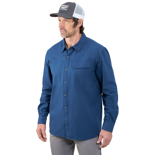 Grundens Dispatch Flannel Shirt Blue Abyss Image 04