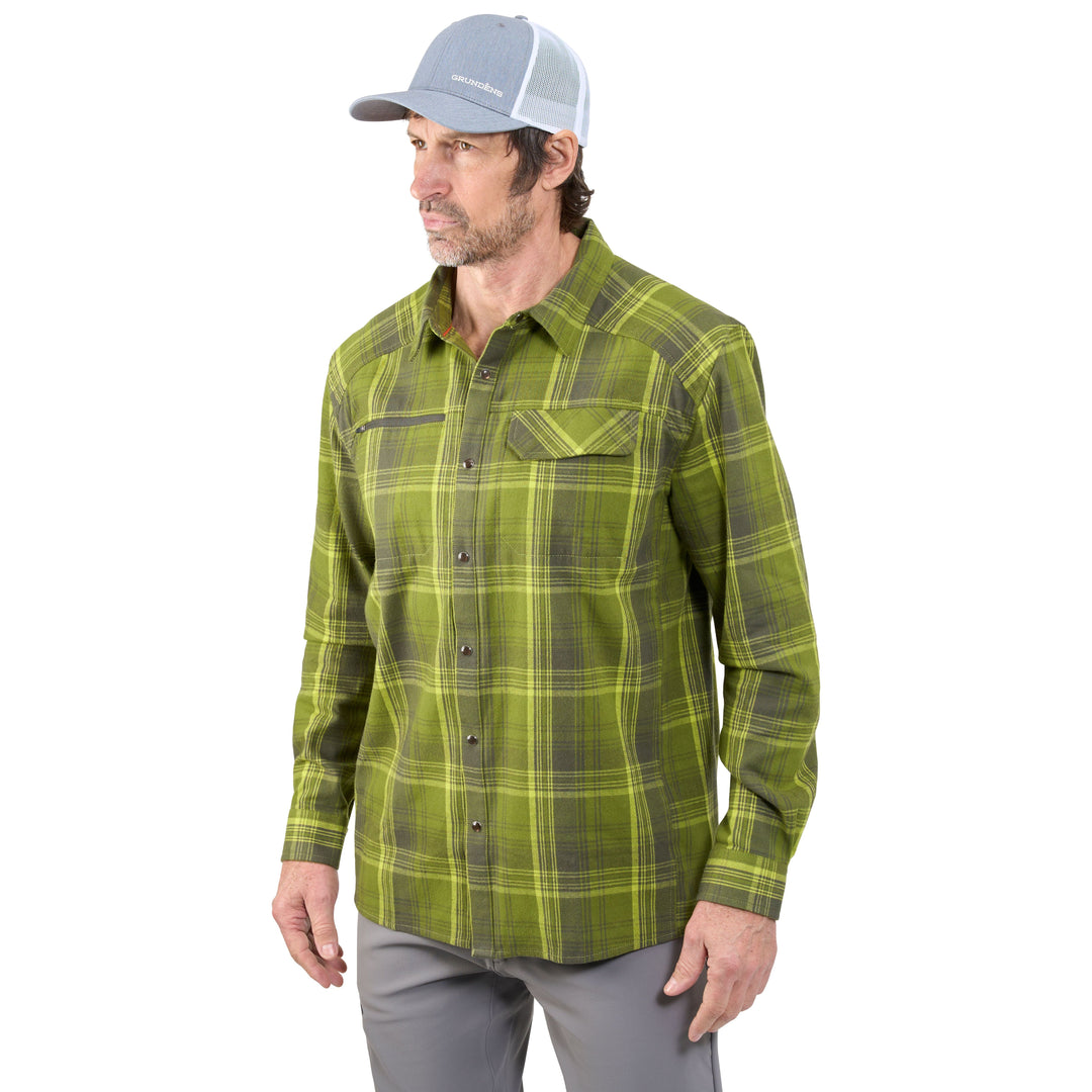 Grundens Dispatch Flannel Shirt Cedar Plaid Image 04