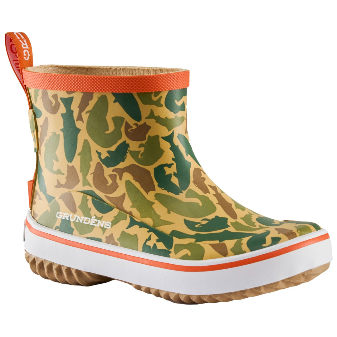 Grundens Kid's Guppy Rain Boot Fish Camo Image 01