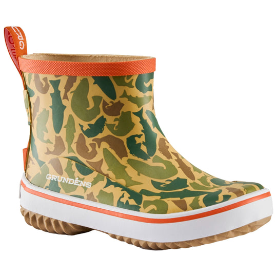 Grundens Kid's Guppy Rain Boot Fish Camo Image 01