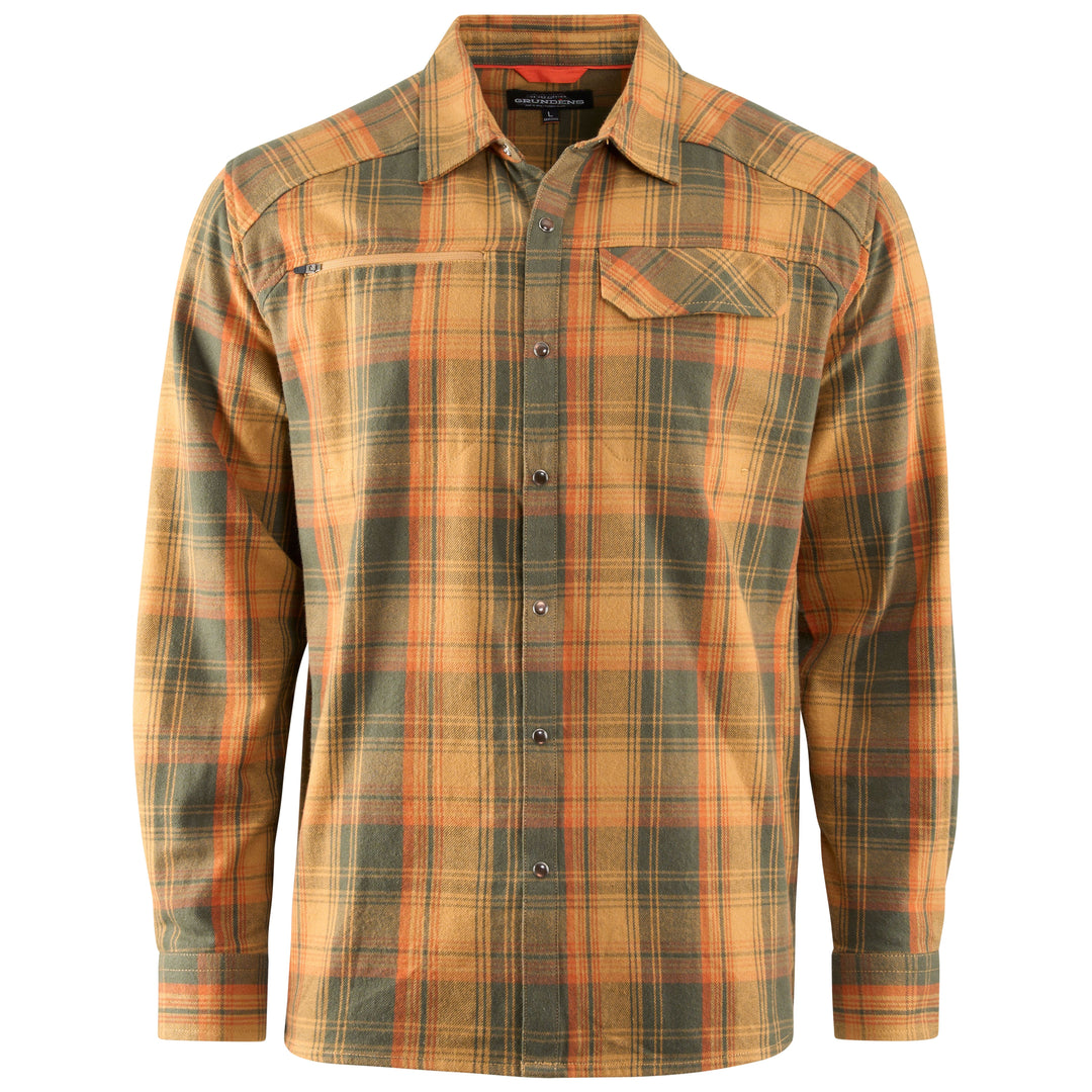 Grundens Dispatch Flannel Shirt Oak Plaid Image 01