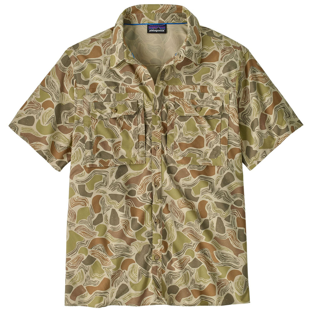 Patagonia Men's Short-Sleeved Self Guided Sun Shirt Coastal Edge: Weathered Stone
