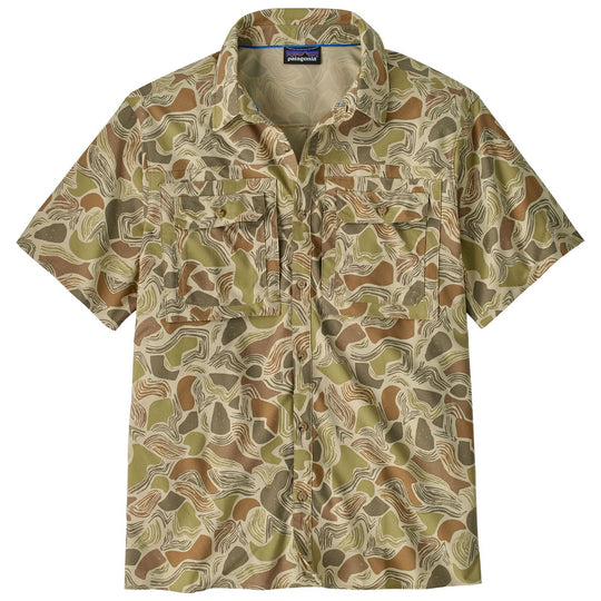Patagonia Men's Short-Sleeved Self Guided Sun Shirt Coastal Edge: Weathered Stone
