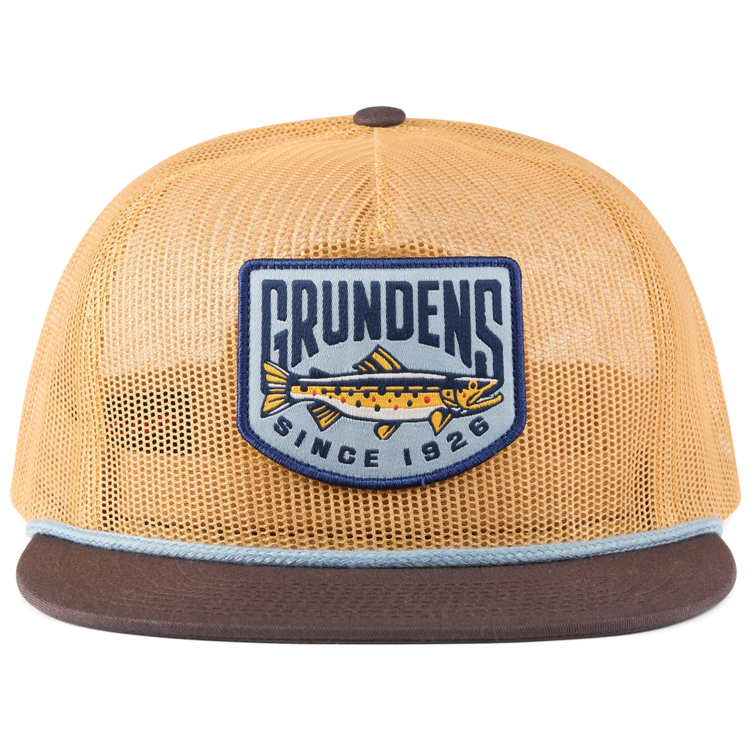 Grundens Trout Patch Mesh Trucker Whiskey / Dark Brown Image 01