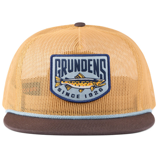 Grundens Trout Patch Mesh Trucker Whiskey / Dark Brown Image 01