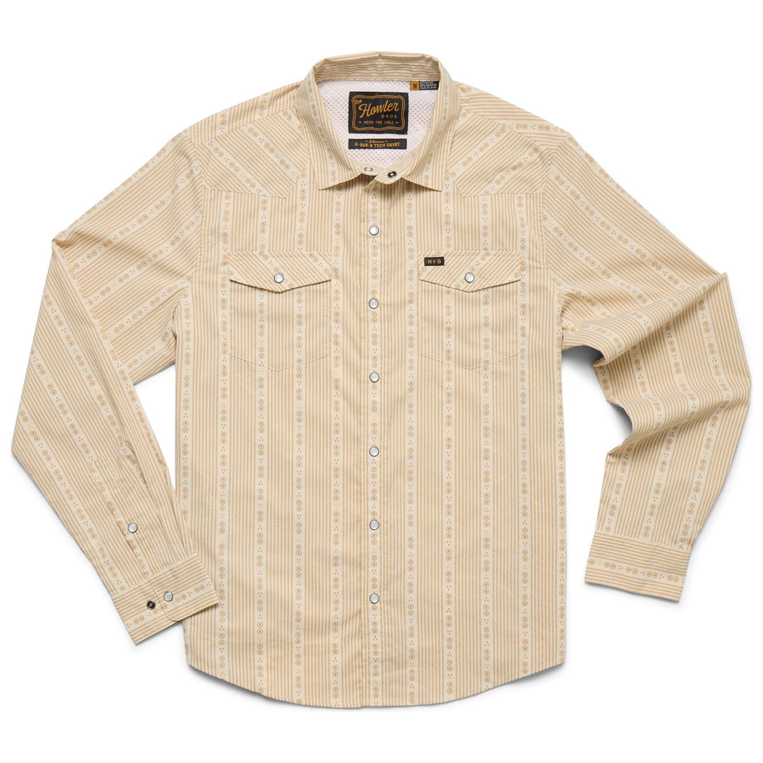Howler Brothers H Bar B Tech Longsleeve Mosquero Stripe : Brown Rice Image 01