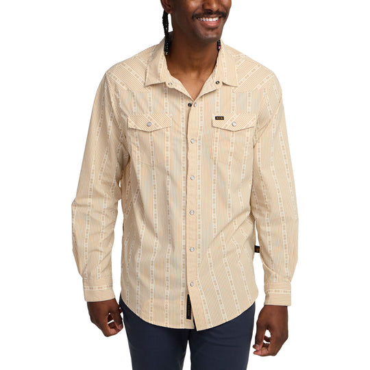 Howler Brothers H Bar B Tech Longsleeve Mosquero Stripe : Brown Rice Image 03