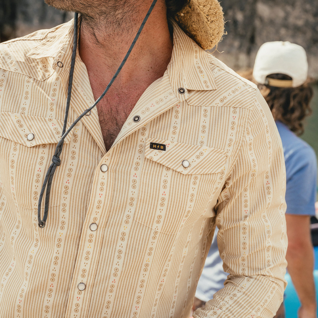 Howler Brothers H Bar B Tech Longsleeve Mosquero Stripe : Brown Rice Image 08
