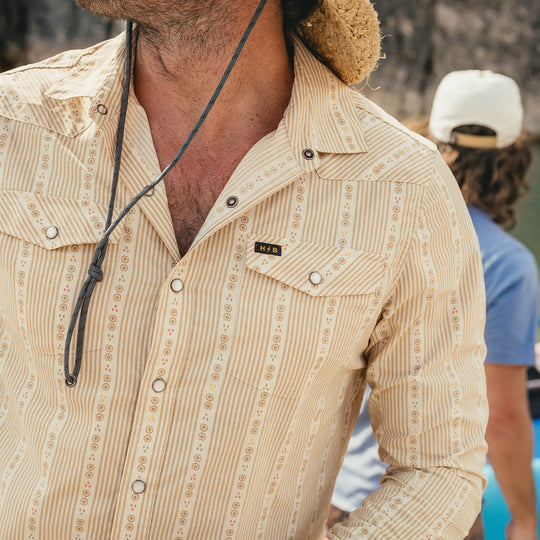 Howler Brothers H Bar B Tech Longsleeve Mosquero Stripe : Brown Rice Image 08