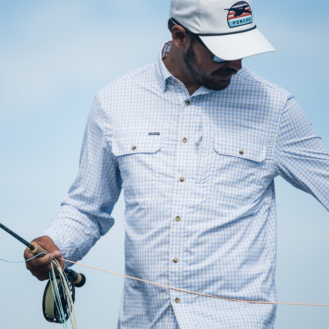 Poncho Outdoors The Catfish Blue and Grey Plaid Image 07