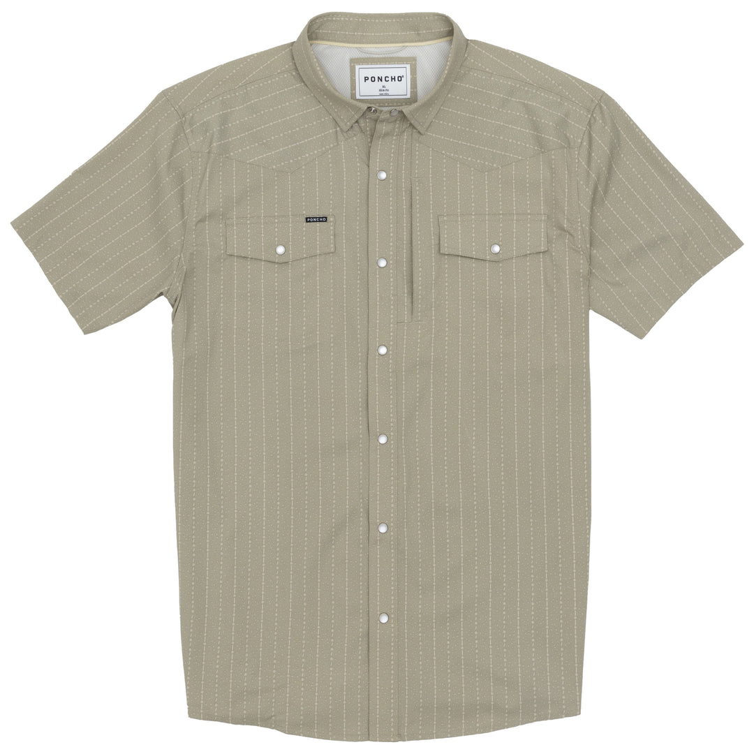 Poncho Men's The Colorado Springs Star Vertical Print Green Image 01