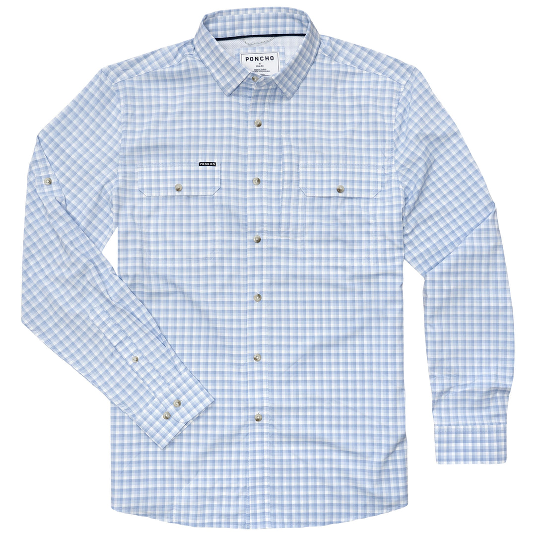 Poncho Men's The Wahoo Blue and White Plaid Image 01