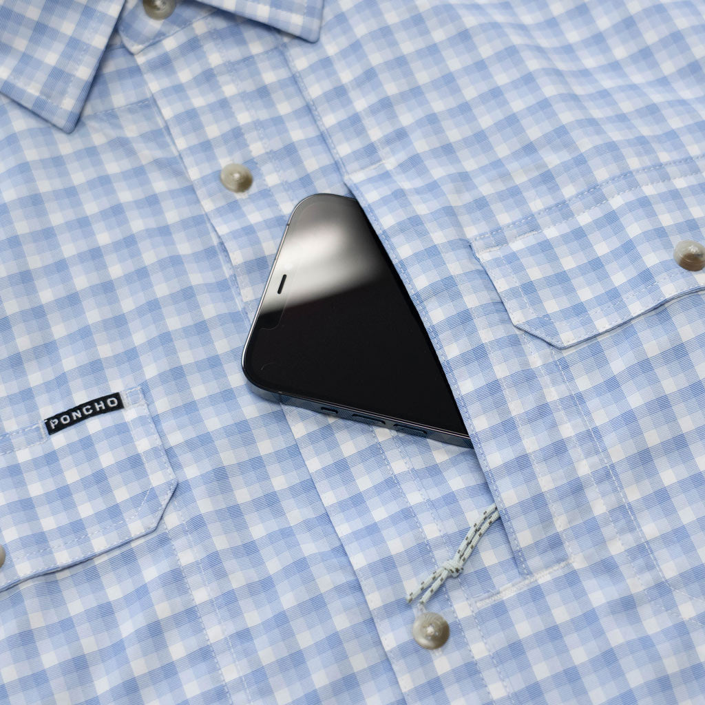 Poncho Men's The Wahoo Blue and White Plaid Image 04