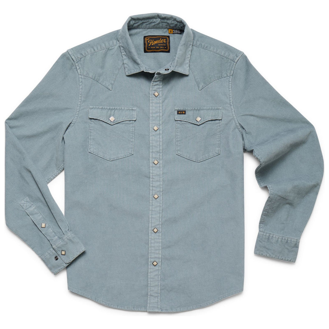 Howler Brothers Banning Corduroy Snapshirt Iron Blue Image 01
