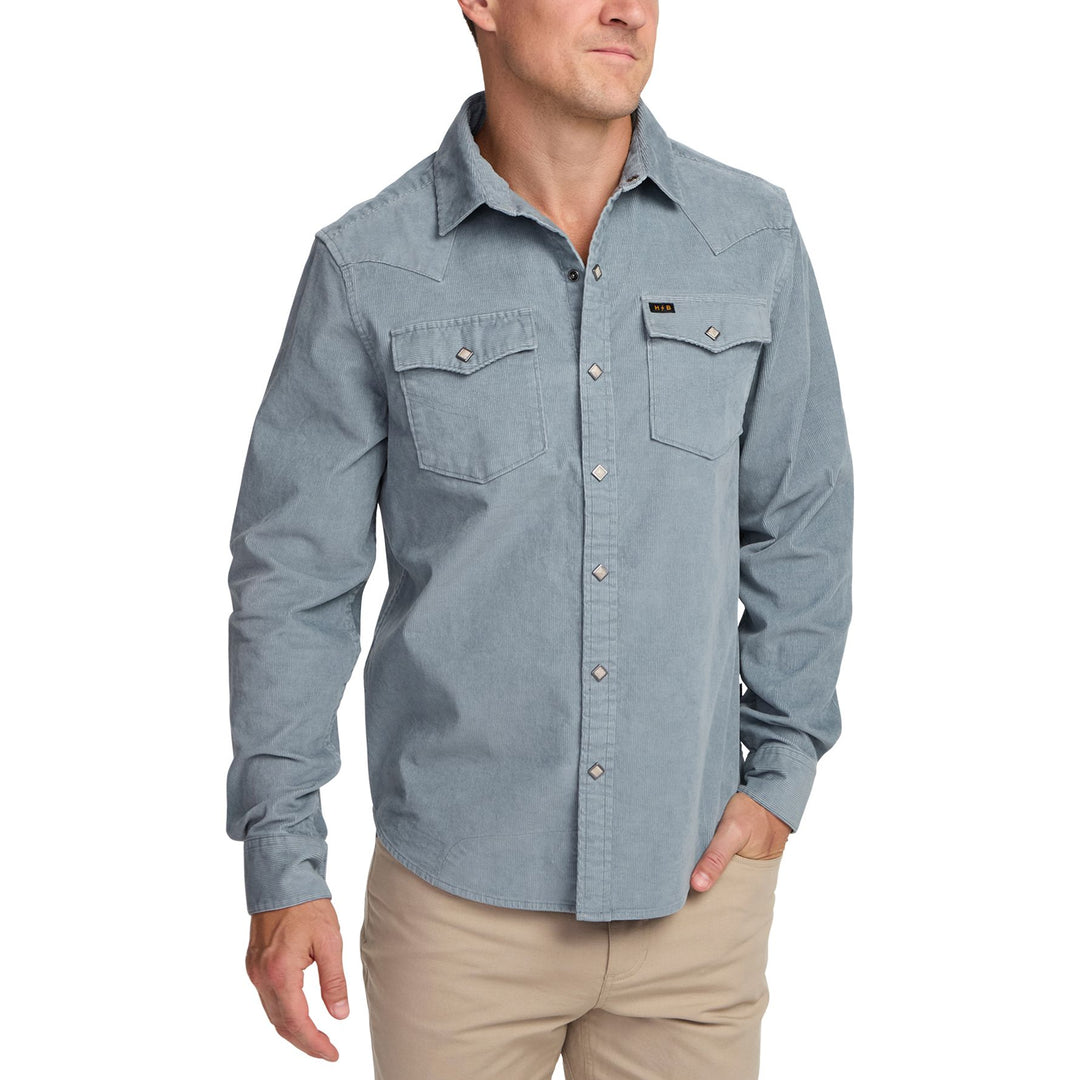 Howler Brothers Banning Corduroy Snapshirt Iron Blue Image 03